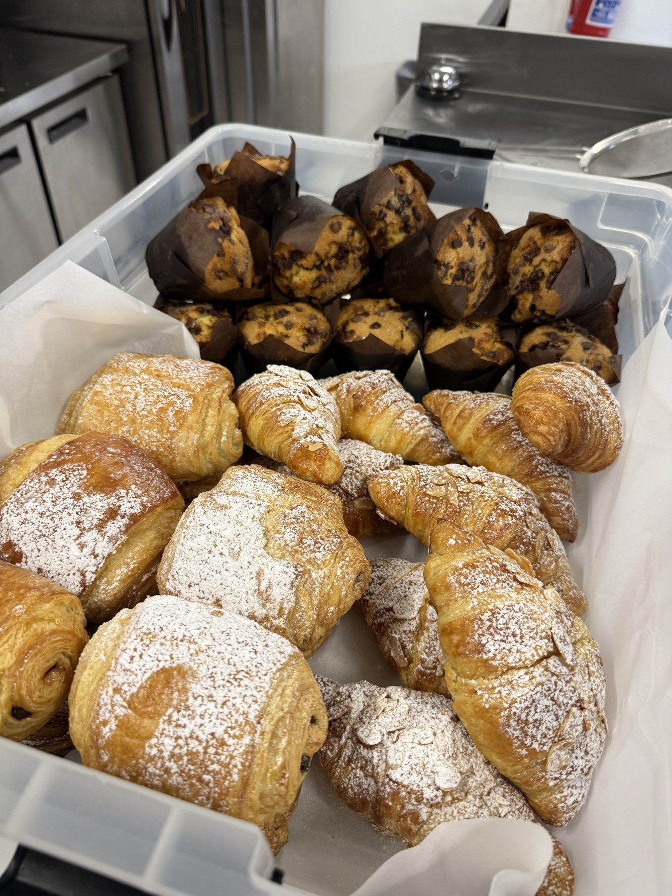 Freshly baked muffins and pastries prepared in-house